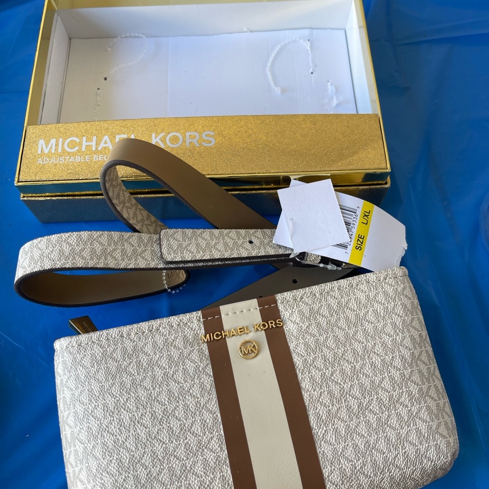 Michael Kors Cream and Brown Crossbody Bag